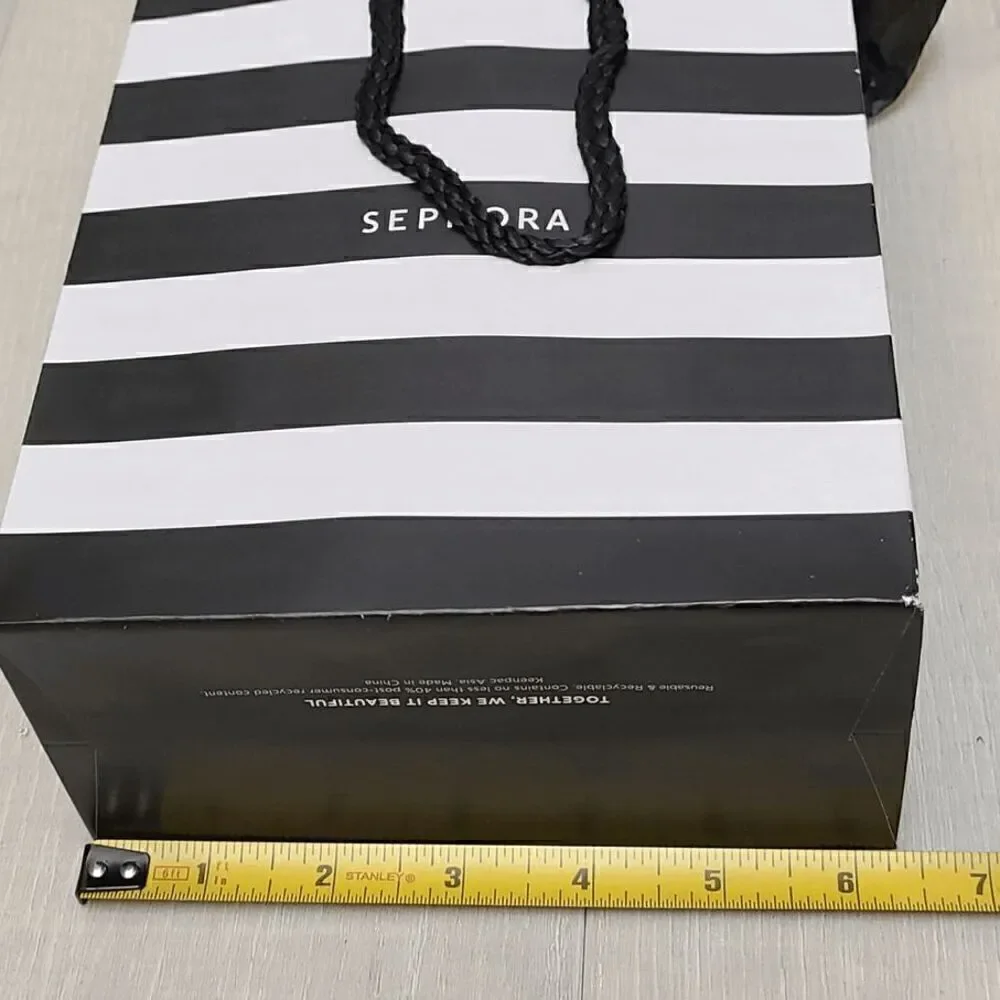 🖤🤍 SEPHORA Empty Striped Paper Shopping Gift Bag Rope Handles w/Tissues